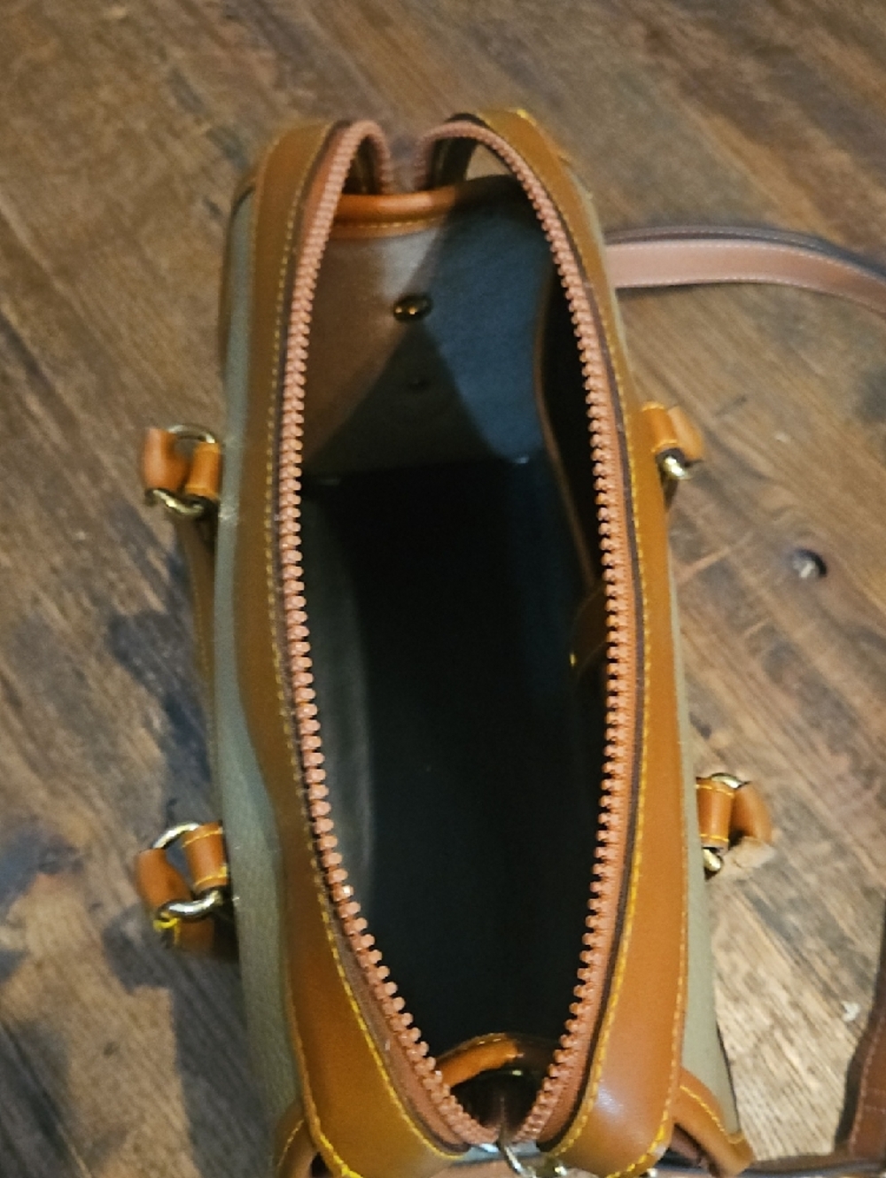 Dooney & Bourke Tan and Cream Pebbled Leather Satchel - Picture 10 of 16